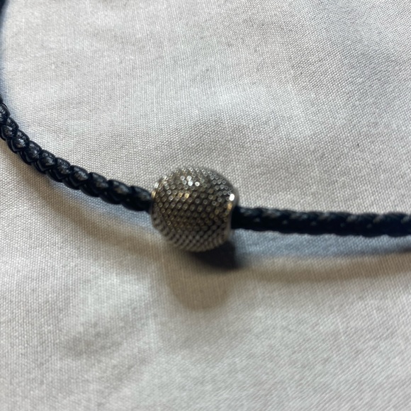 TIFFANY & CO MENS VINTAGE STERLING  NECKLACE BRAIDED BLACK LEATHER 18-1/2” NEW - Picture 4 of 7